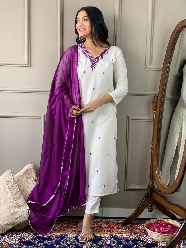 Vivera 01 Rayon Embroidered Kurti Bottom With Dupatta